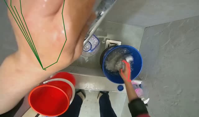 Soaking and wringing mop head: egocentric robotics sample