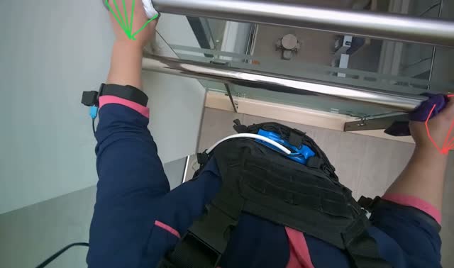 Wiping metal and glass railings: egocentric robotics sample