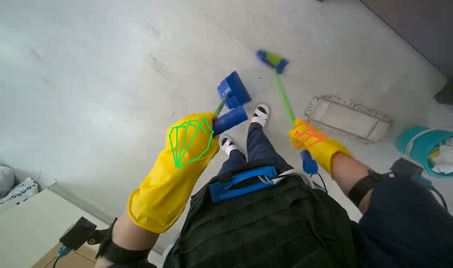 Sweeping floor with broom and dustpan: egocentric robotics sample