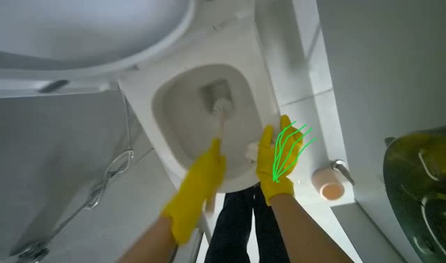Cleaning toilet bowl: egocentric robotics sample