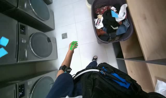 Unloading laundry from dryer: egocentric robotics sample