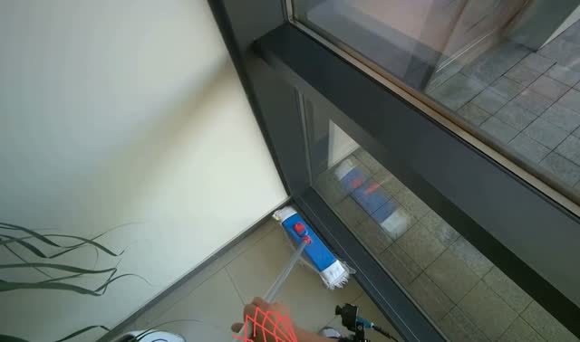 Mopping floor along windows: egocentric robotics sample
