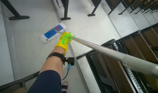Mopping lecture hall floor: egocentric robotics sample