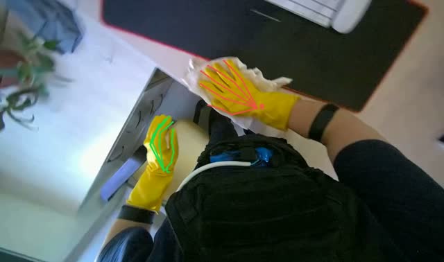 Cleaning office surfaces and preparing tools: egocentric robotics sample