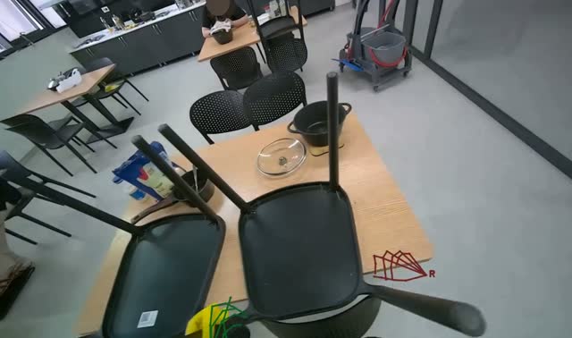 Lifting chairs onto tables: egocentric robotics sample