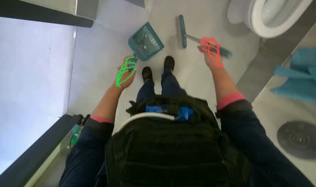 Sweeping floor with dustpan and brush: egocentric robotics sample
