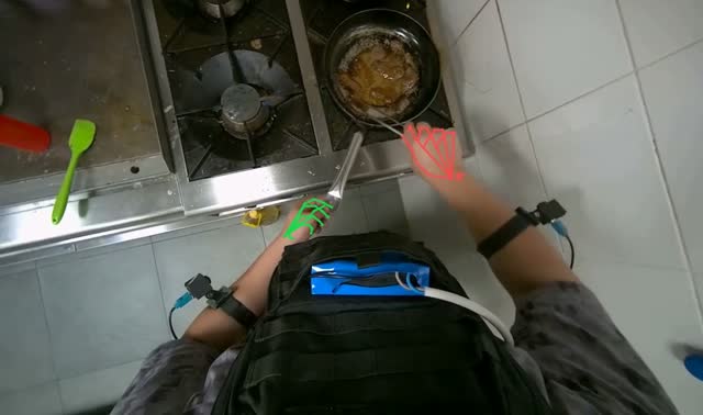 Cooking meat in a pan: egocentric robotics sample