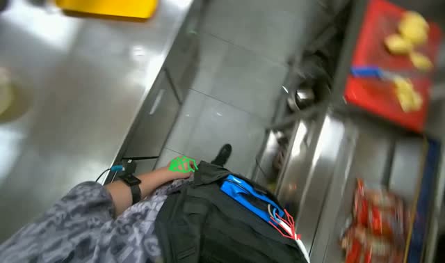 Serving fried sausages onto plate: egocentric robotics sample