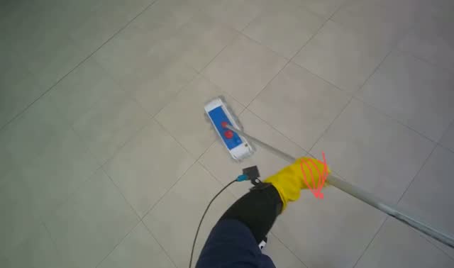 Mopping cafe floor: egocentric robotics sample