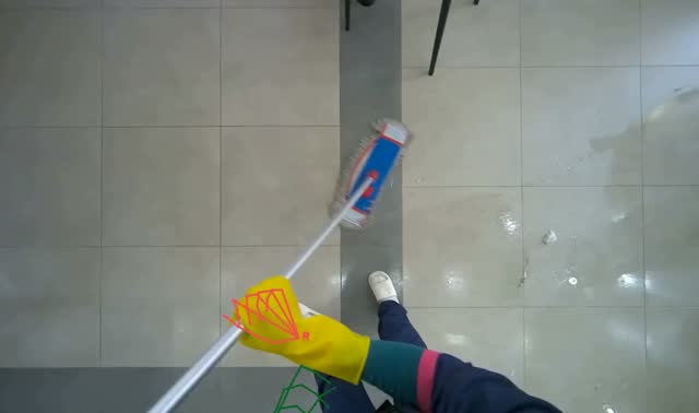 Mopping cafeteria floor: egocentric robotics sample
