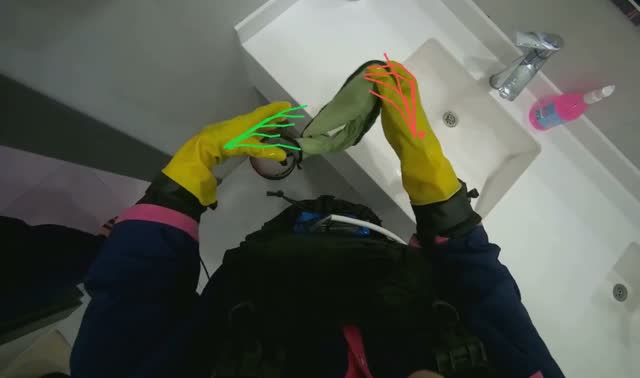 Cleaning bathroom sink area: egocentric robotics sample