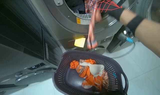 Unloading and setting laundry machine: egocentric robotics sample