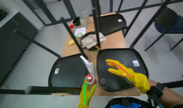Wiping wooden table: egocentric robotics sample