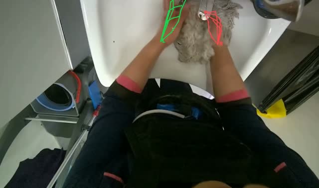 Washing mop cloth thoroughly in the sink: egocentric robotics sample