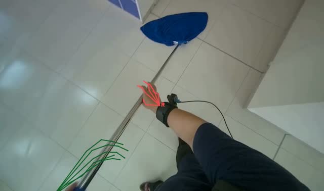 Mopping office floor with flat mop: egocentric robotics sample