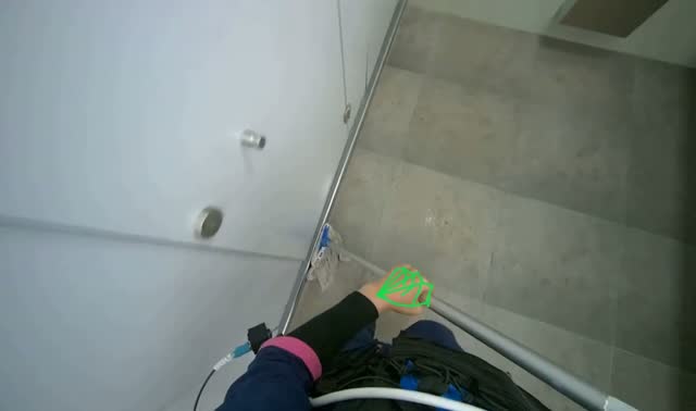 Mopping bathroom floor: egocentric robotics sample