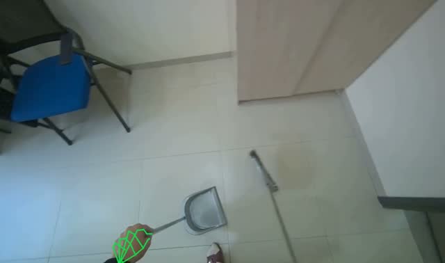 Sweeping tiled floor: egocentric robotics sample