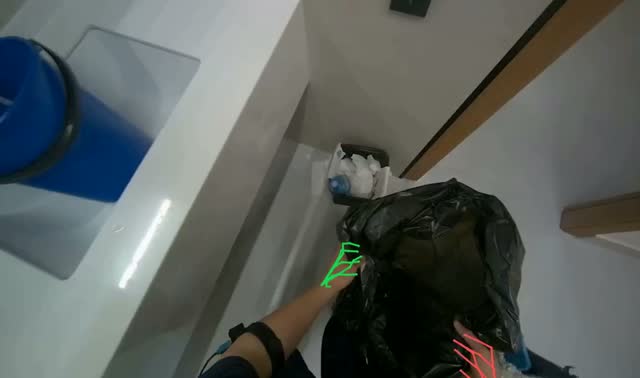 Collecting trash in bathroom: egocentric robotics sample