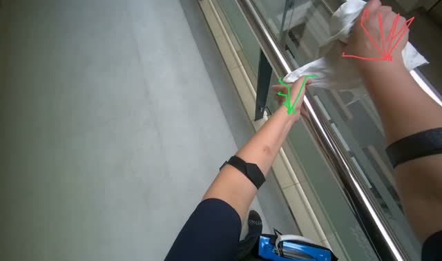 Wiping metal handrail: egocentric robotics sample