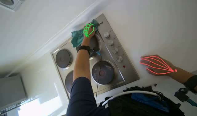 Wiping kitchen counter and stove: egocentric robotics sample