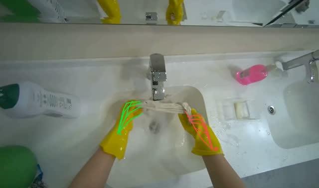 Rinsing and wringing white cloth: egocentric robotics sample