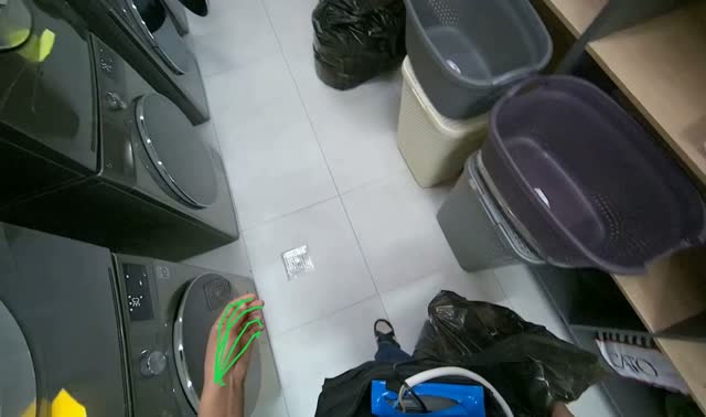 Preparing and loading laundry: egocentric robotics sample