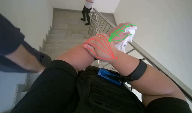 Wiping stair railing: egocentric robotics sample