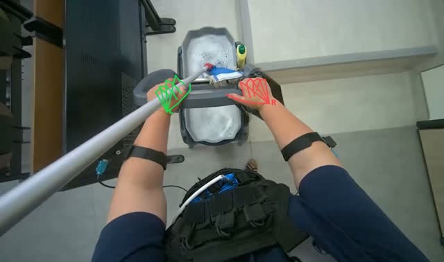 Preparing mop for cleaning: egocentric robotics sample