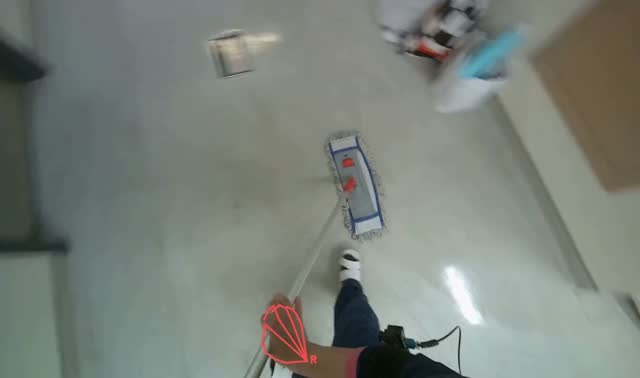 Mopping hallway floor: egocentric robotics sample