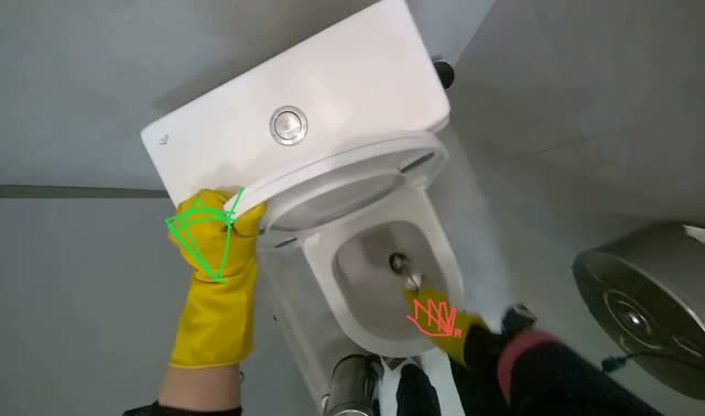 Cleaning toilet bowl and seat: egocentric robotics sample