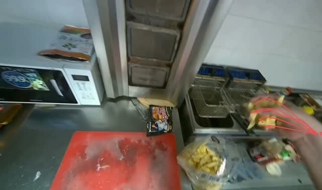 Loading french fries into fryer: egocentric robotics sample