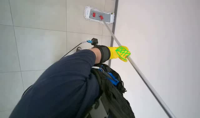 Mopping cafeteria floor: egocentric robotics sample