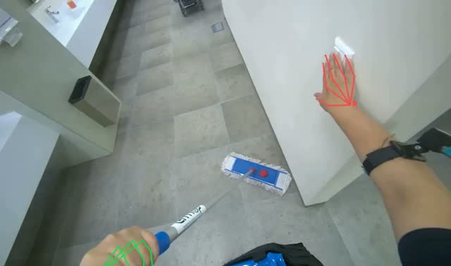 Mopping restroom floor: egocentric robotics sample