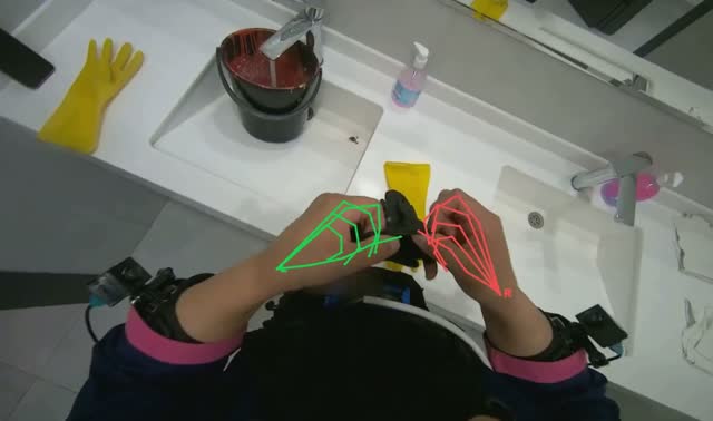 Putting on protective gloves: egocentric robotics sample