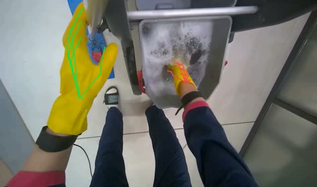 Wringing and attaching mop head: egocentric robotics sample