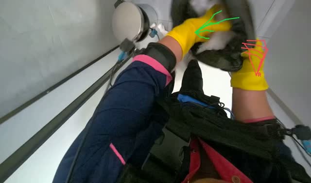 Servicing trash bins in toilet stalls: egocentric robotics sample