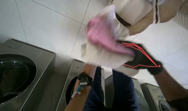 Sorting and folding clothes from bag: egocentric robotics sample