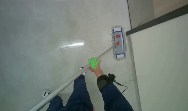Mopping hallway floor: egocentric robotics sample