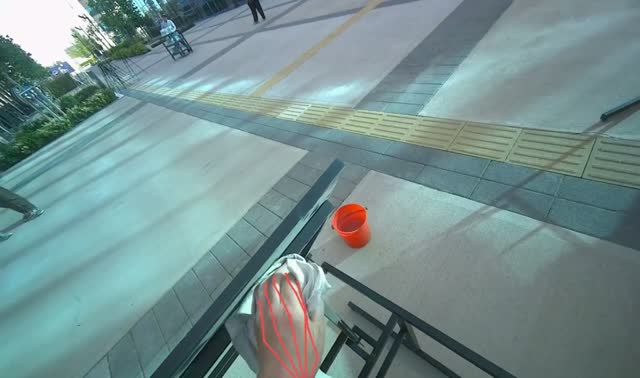 Wiping underside of outdoor table: egocentric robotics sample