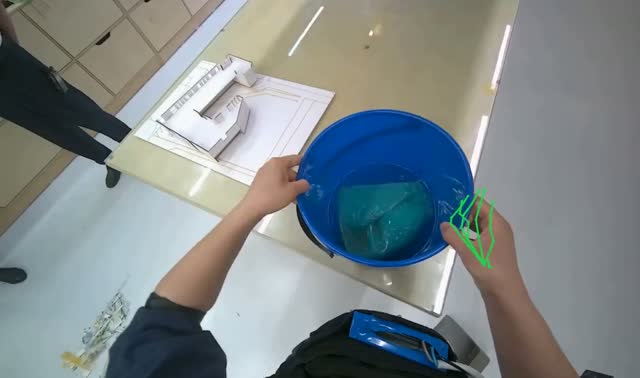 Preparing cleaning supplies: egocentric robotics sample