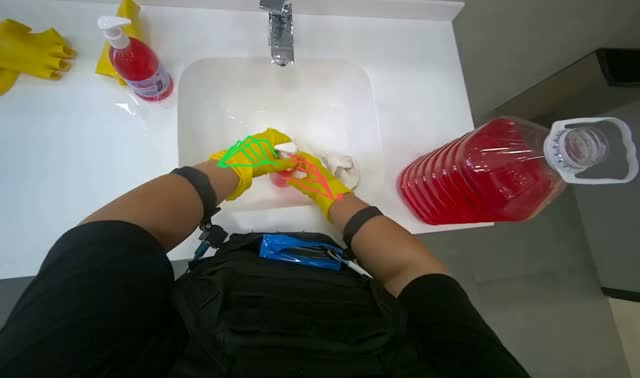 Cleaning sink with cloth: egocentric robotics sample