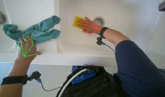 Scrubbing kitchen sink: egocentric robotics sample