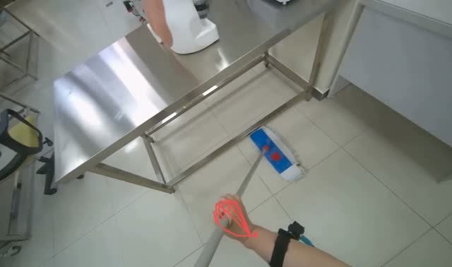 Mopping room floor: egocentric robotics sample