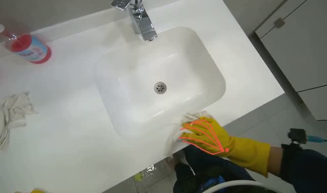 Wiping sinks and counter: egocentric robotics sample