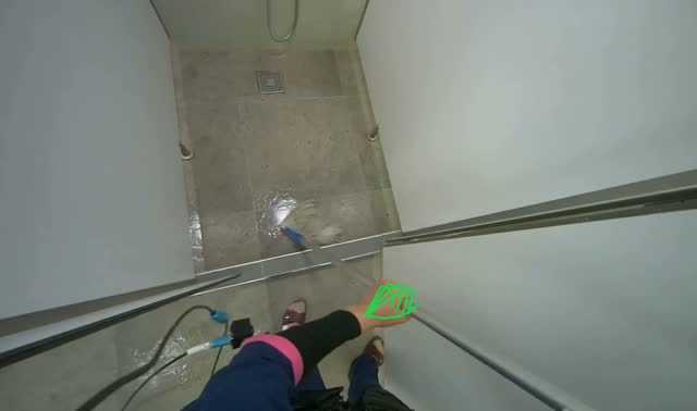 Mopping shower stall floors: egocentric robotics sample