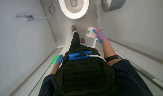 Wiping toilet surfaces: egocentric robotics sample