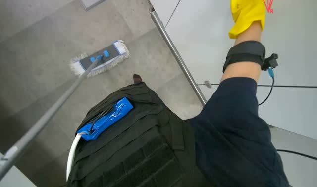 Cleaning partitions with mop: egocentric robotics sample