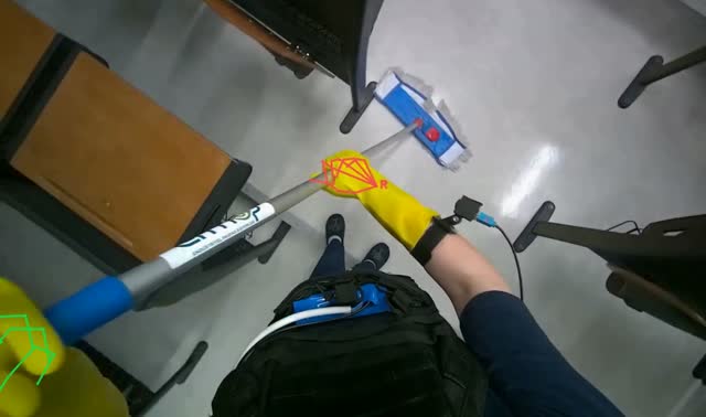Mopping lecture hall floor: egocentric robotics sample
