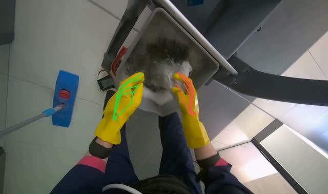 Wringing and attaching mop head: egocentric robotics sample