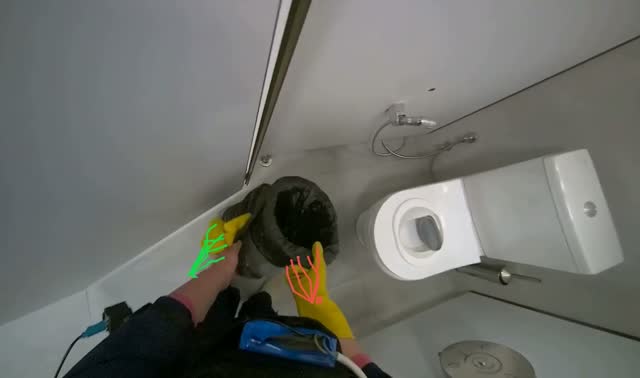 Cleaning and emptying toilet stalls: egocentric robotics sample